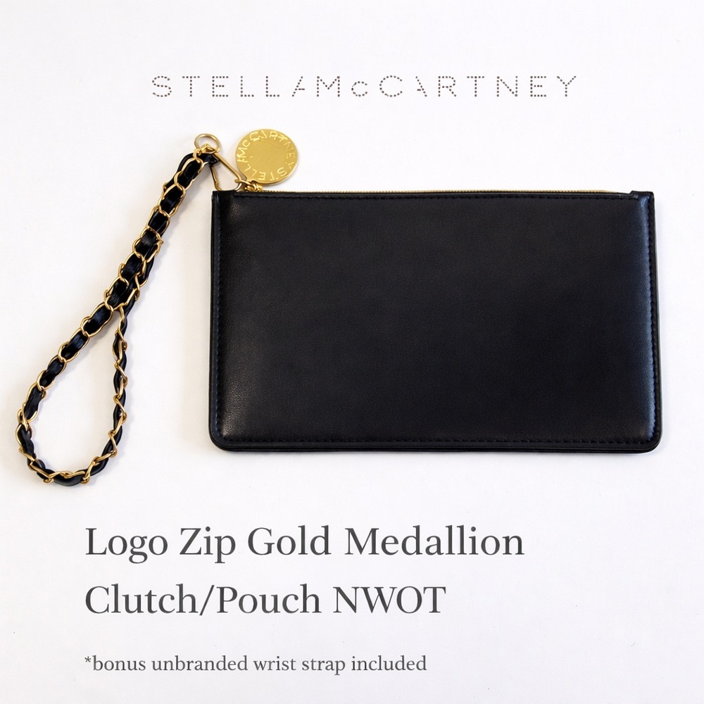 Stella McCartney Black Clutch with Gold Medallion